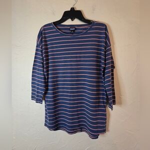 Patagonia Navy Pink Stripe Shirt XS 3/4 Sleeve Organic Cotton Casual Top